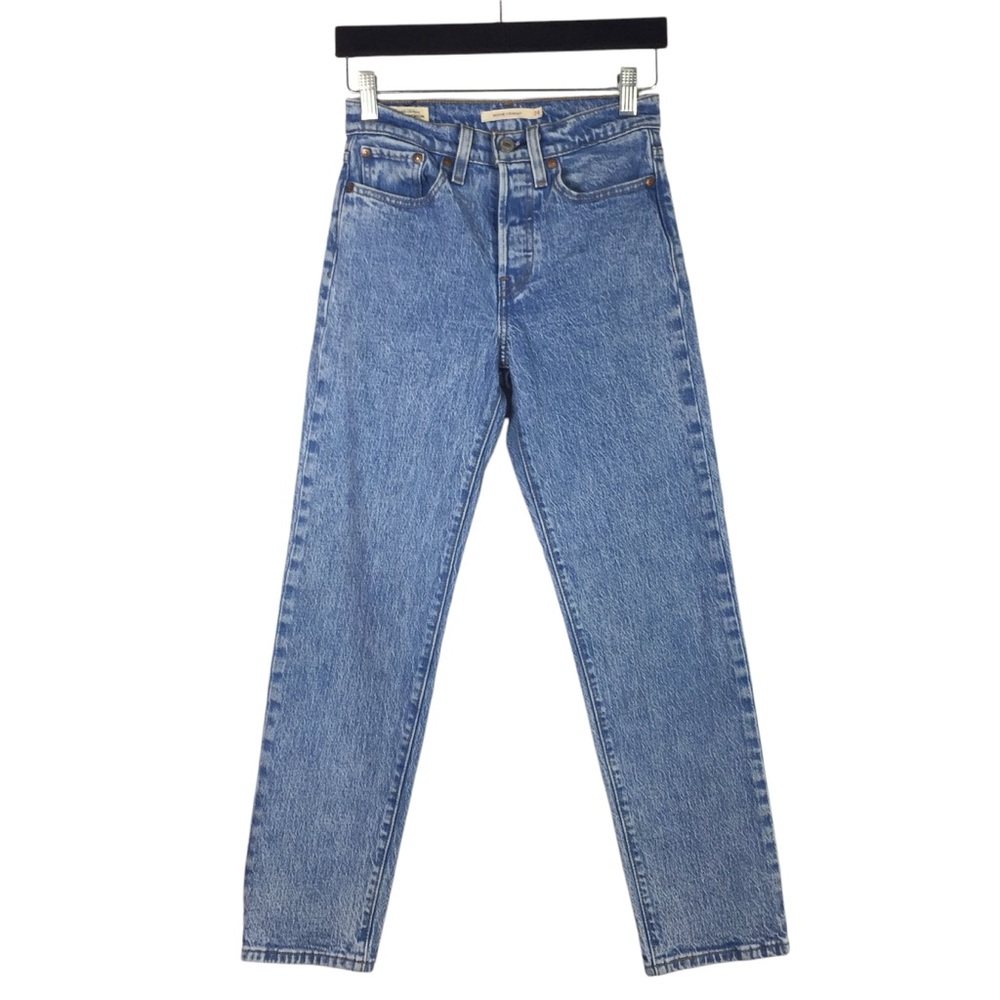 Levi's Wedgie Straight High Rise Button Fly Cotton Blend Blue Jeans - Picture 4 of 13